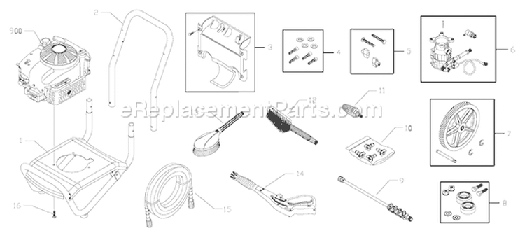 Page A Diagram and Parts List for 020302-0  Briggs and Stratton Pressure Washer